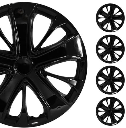 OMAC 4X Radkappen Radzierblenden Radblenden für Auto 15 Zoll Radkappensatz Schwarz