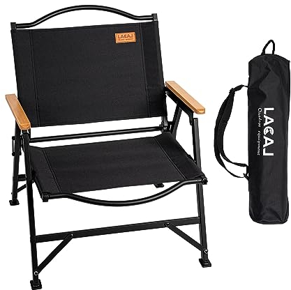 G2 GO2GETHER Klappbarer Campingstuhl für Erwachsene, robuster Rahmen aus Aluminiumlegierung mit Armlehne, bequemes Ripstop-Oxford-Tuch, einfach für Camping, Wandern, Picknick, Party (Schwarz, Größe M)