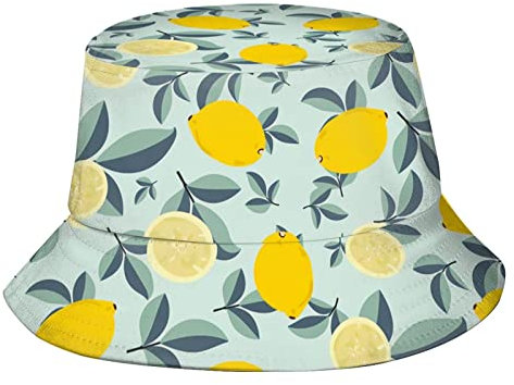 Gelbe Zitrone und halbe Zitrone, Unisex-Bucket-Hat, verstaubarer Fischerhut für Damen und Herren, wendbare Sommer-Outdoor-Mütze