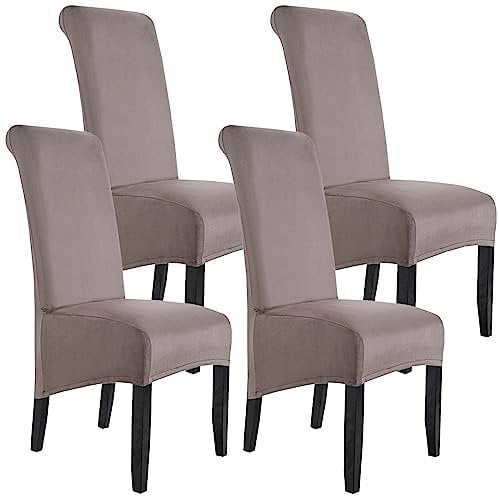 Stuhlhussen XL Wildleder Stretch Stuhlbezüge Groß Stuhlbezug Abnehmbare Waschbar Stühle Schutz (Kaffee,8 Stücke)