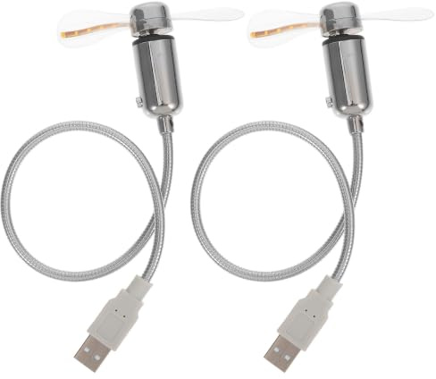 Mikikit Mini-lüfter-set Mit 2 Stück Leise Farbenfroh Kreisförmiges Display Für Desktops Laptops Silber