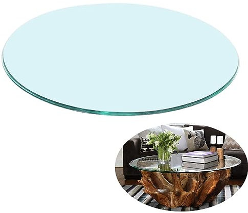 SAGIDAR Dessus De Table Ronde Verre Trempé, Verre Circulaire, Plateau De Table Meuble, 35CM 60CM 85CM 98CM, Plateau en Verre Trempé Lisse Ronde, Meuble DIY, Épaisseur 8 Mm