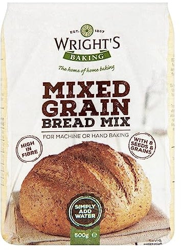 Wright's | Mixed Grain Bread Mix 2X500g (1Kg) | For Machine or Hand Baking | High in fibre | suitable for vegetarians
