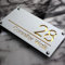 K SMART SIGN | LUXE H1 | House sign door number laser personalised address wall plaques numbers Signs (Matt White & Gold Mirror)