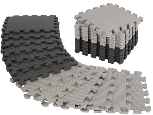 Supernic 40Pcs Foam Baby Play Mats 30x30x1cm EVA Baby Floor Tiles Thick Soft Floor Interlocking Mat Waterproof High-Resilience Foam Floor Puzzle Mat for Children's Play and Crawl (Grey and Black)