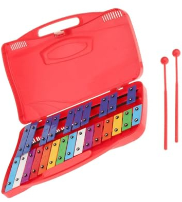 Professionelles Xylophon-Glockenspiel, 25-Noten-Schlaginstrument mit Koffer Glockenspiel Schlaginstrument (Color : Red)
