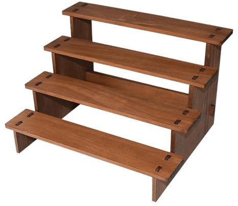 Harilla Alzata per espositore da banco in Legno Alzata per Cupcake a 4 gradini Alzata per servire a più Livelli, 30x24x19 cm