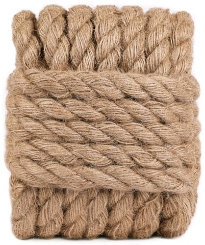 tenn well Cuerda de yute de 20 mm, cuerda de yute de jardín de 33 pies de grosor para rascar gatos, jardinería, agrupación y decoración de manualidades (marrón)