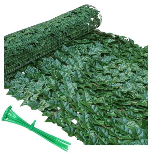 Yoeoefuo Sichtschutz Terrasse Garten Balkon Grüner Zaun Künstliche Efeu Hecke Balkonsichtschutz 1x1m 1x5m 1x10m Outdoor Wetterfest Privacy Protection Sichtschutzmatte Seitensichtschutz(Size:1x2m)