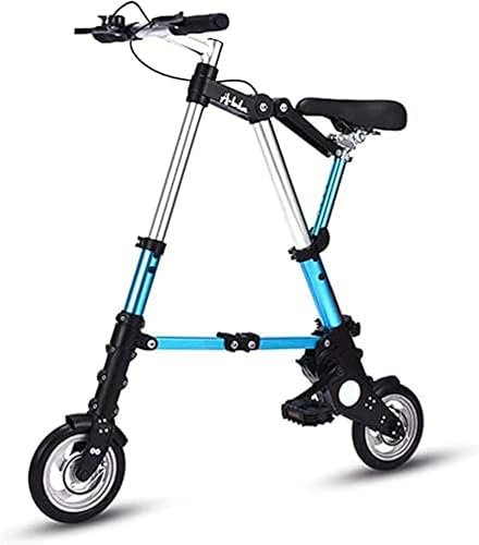 Faltrad 8 Zoll, leichtes Aluminium-Faltrad, bequem verstellbares City-Fahrrad, Aluminiumrahmen, Reise-Outdoor-Fahrrad für Männer und Frauen, Blau, Größe