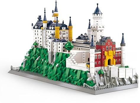 Hallisun Spielzeug Baustein Set, Deutschland Schloss Neuschwanstein Baustein Normale Größe Ziegel weltberühmte Architektur Weihnachts Geburtstagsgeschenk für Erwachsene Teenager Kinder 8+, 1969 Teile
