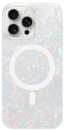 LONLI Hue - für iPhone 16 Pro Max Hülle - Handyhülle in Weißer Perlen-Schildpatt-Optik - [Kompatibel mit Magsafe] - Niedliche, einzigartige und ästhetische stoßfeste Abdeckung