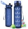 Trinkflasche 1L, Wasserflasche Auslaufsicher, Trinkflasche Fahrrad mit Zeitmarkierung und Filter, Sport Trinkflasche Kohlensäure Geeignet, für Kinder, Outdoor, Erwachsener, Büro, Sport, Fitness