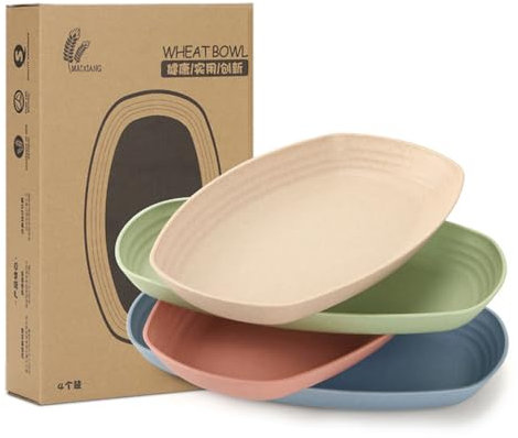 Taasmoog Large Dinner Plates, 4 Pack Plate Family Plates Set Dessert Plates Reusable Light Weight Dinner Set for Kids, Children, Toddler & Adult(11 Inch)