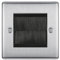 BG Brushed Steel Single 2 Gang Brush Cable Entry Wall Plate Black Insert Square