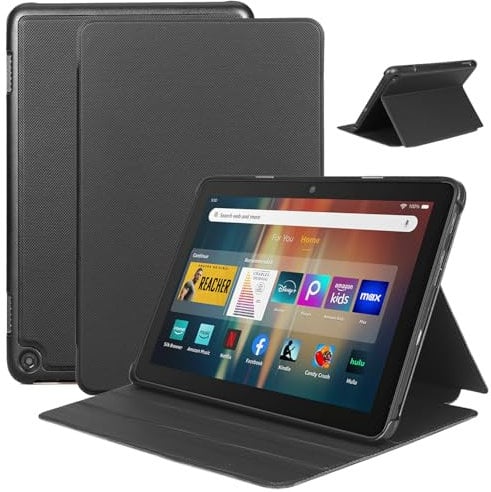 Étui pour tablette Fire HD 8 (12e/10e génération, 2024/2022/2020), ne convient pas pour iPad Samsung, avant pliable en cuir et arrière en TPU souple pour tablette Fire HD 8/Plus/Kids/Kids Pro, réveil