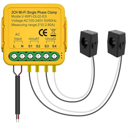 Zilimontt WIFI Smart Energy Meter per Tuya WiFi Energy Meter con morsetto, Smart Home Energy Monitor, Wifi Power Meter Monitor (B)