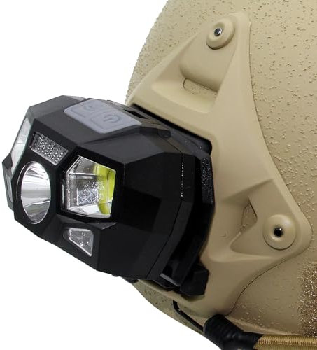 JOAXOR Luz táctica para casco con sensor, recargable por USB, impermeable, linterna frontal de caza/pesca