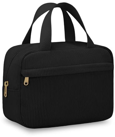 Aucuu Trousse de Toilette Voyage, Trousses de Maquillage en Corduroy, Sacs à Main Portables, Trousse Maquillage Grande Capacité, Cosmétiques à Glissière Portable pour Femme et Homme
