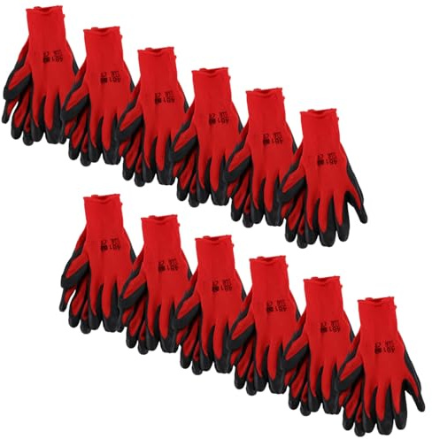 KOTARBAU® 12er Set Handschuhe Arbeitshandschuhe Anti-Rutsch Latex beschichtete Arbeitshandschuhe Größe 7 Dragon Red Herren Werkstatt Zubehör Winter Gartenhandschuhe Damen