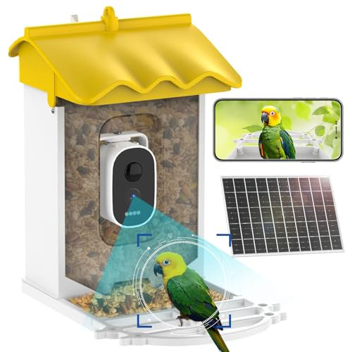 2L Bird Feeder Camera, Solar Powered Free AI Identify 12000+ Species Smart Bird Feeder with Camera 2.5k HD Bird Camera, IP65 Waterproof, Auto Detection and Notifications, Gift for Bird Lovers