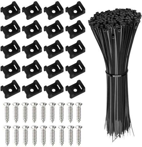 600 Stück Kabelhalter Schraubbar, Kabelbinder Halter, Kabelbefestigung, Kabelschellen zum Schrauben, Nylon Sattelhalterung Halterungs für Kabelbefestigung