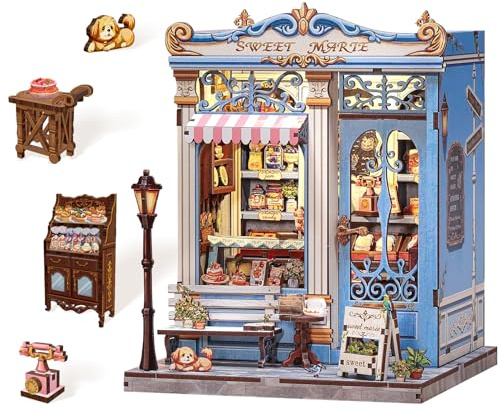 Endless Limit DIY Miniatur Haus Bausatz für Erwachsene,Puppenhaus Gewächshaus mit LED Licht,3D Puzzle Buchstütze aus Holz Modellbausatz Bastelset Bücherregal Deko Geschenken (Sweet Marie)