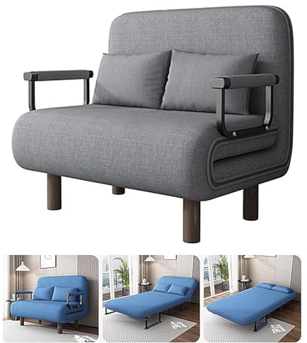 Klappbarer Schlafsessel 3 in 1, Schlafsofa mit Bettfunktion, Klappsessel mit Verstellbarer Rückenlehne, Abnembarem Kissen, Sofabett Gästebett, 5 Getriebe Einstellbar Klappbares Schlafsofa(Light Gray,1