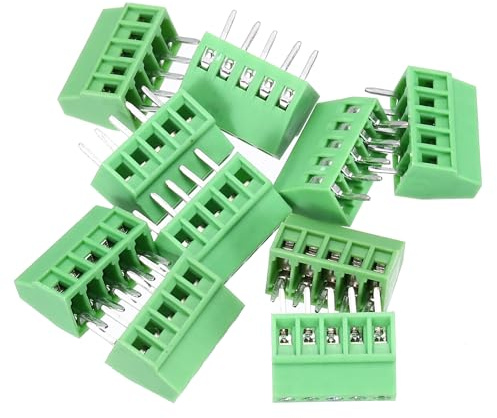 QUARKZMAN 10 Stück 5-Pin PCB-Montage-Schraubklemmenleisten 2,54 mm / 0,1 Zoll Raster Leiterplattensteckverbinder für Haushaltsgeräte, Industrieprojekte