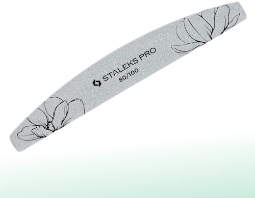 STALEKS EXPERT ST-NFE-40-80/100-25 - Lima per unghie a mezzaluna su due lati, grana 80/100 g, strato sottile di schiuma, 25 pezzi