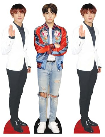 Star Cutouts CS1235 BTS Jungkook Regal Top 3er Pack Pappaufsteller 31cm - K-Pop Party Dekoration, Fan Display & Geschenk