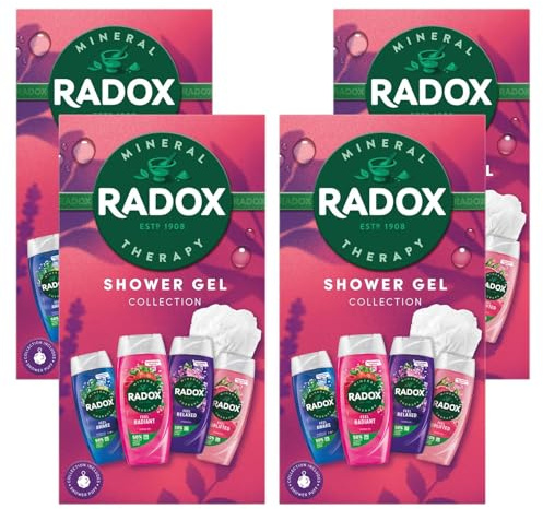 Radox Shower Gel Gift Set Bundle Feel Uplifted, Feel Relaxed, Feel Radiant & Feel Awake - Refreshing, Invigorating & Relaxing Body Wash Collection for All Skin Types