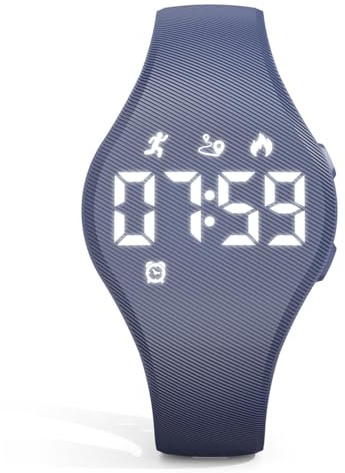 Focwony Orologio digitale Fitness Tracker per bambini 5-15 anni, impermeabile orologio da polso senza app, contapassi, sveglia, per bambini, ragazzi, ragazze, adolescenti (grigio)