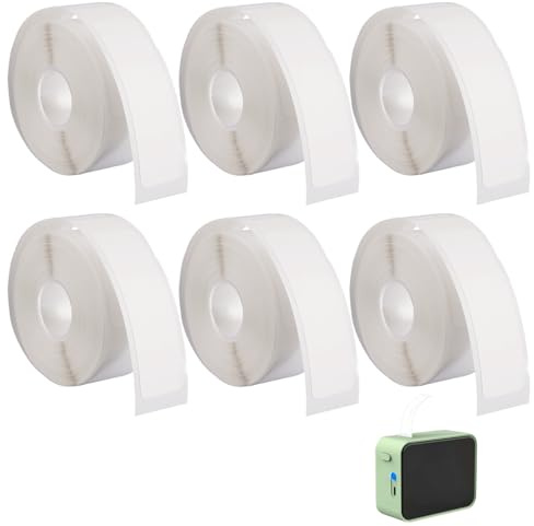6 Rollen Etikettenband für Zuhause, Büro, Schule und Lagerorganisation | 40 x 12mm Angepasstes Etikettendruckpapier 160 Etiketten/Rolle Wasserfest und Selbstklebend für Etikettendrucker