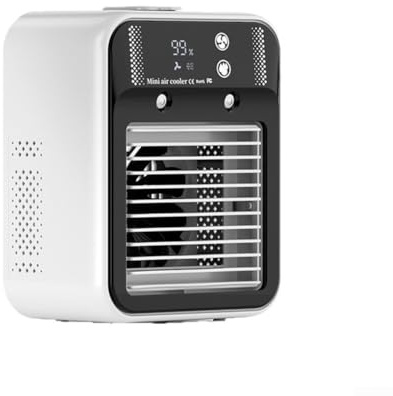 Mini ventilador de aire acondicionado recargable con funciones de humidificación por pulverización y refrigeración por agua, silencioso y eficiente de energía personal ventilador de escritorio para