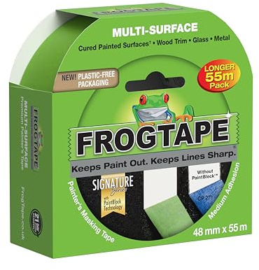 Frog Tape Green Multi Surface Painters Masking Tape, Indoor Painting and Decorating For Sharp Lines and No Paint Bleed 48mm x 55m