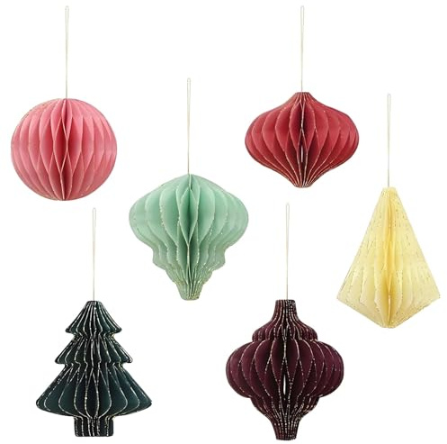 Weihnachten Dekorationen Weihnachtsschmuck,6 Stück 3D Mini Weihnachts Papier Ornamente für Weihnachtsbaum, Silvester, Heimdekoration