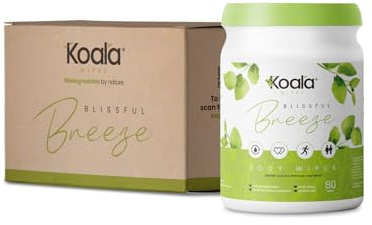 Koala Wipes - Blissful Breeze Intimacy Body Wipes - 960 Wipes | 80 Wipes x 12 Tubs | 100% Biodegradable | Alcohol Free