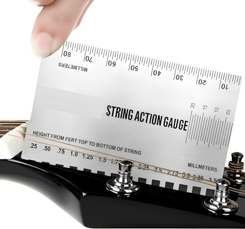 Stainless Steel String Action Ruler Guitar Setup Gauge Luthier Measuring Tool Guitar Action Gauge Bass String Height Gauges Setup Tools for Electric Acoustic & Bass Guitars