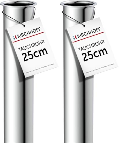 KIRCHHOFF 98848118 Tauchrohr für Siphon 25cm Chrom, Rohr Verlängerung 250mm für Flaschensiphon und Röhrensiphon, 1 1/4 Zoll, extralanges Zusatzrohr für Waschbecken Abfluss, Edelstahl Ablauf