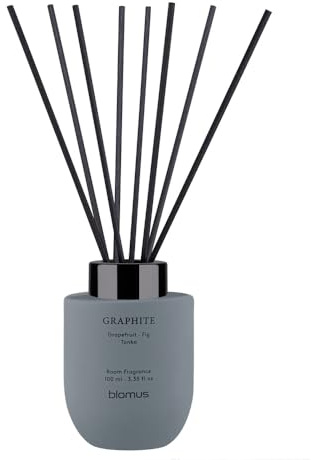 blomus Raumdiffusor -TUOKSU- | Duftdiffusor mit Duftstäbchen für Wohnräume | Raumduft Graphite | 100 ml