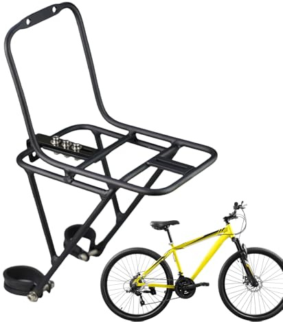 Front Pannier Rack - Aluminum Alloy Mountain Bicycle Carrier, Black Cargo Bracket Luggage Stand, Multifunction Fronts Fork Loader, Touring Gear Mount | Road Bike Shock Absorbing Front Rack for