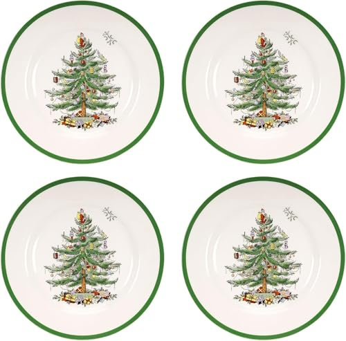 Spode Christmas Tree 10-1/2-Inch Dinner Plates, Set of 4