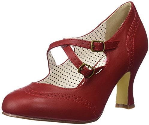 Pin Up Couture FLAPPER-35 Red Faux Leather UK 8 (EU 41)
