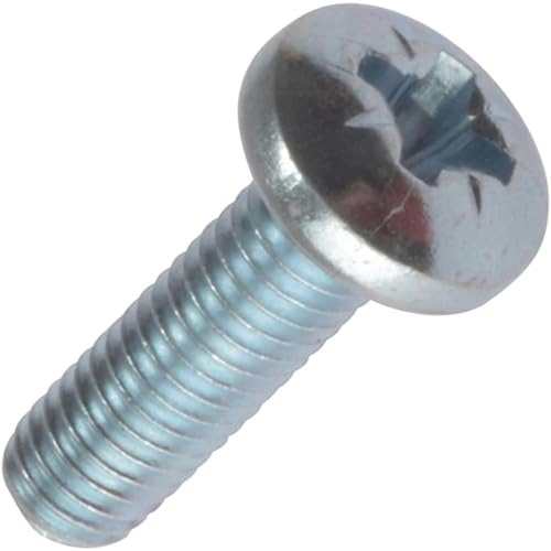 Machine Screw Pozi Pan Head Bright Zinc Plated M6 25mm Pack of 100