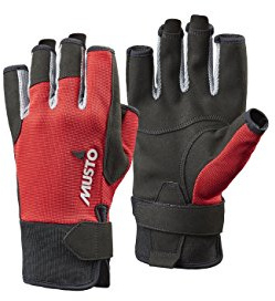 Musto Essential Sailing Yachting und Dinghy Kurze Fingerhandschuhe Rot - Erwachsene Unisex - Leichtgewicht. Atmungsaktiv - Leichtes Stretch,Rot,XXL