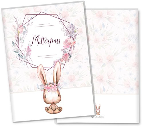 OLGS Mutterpasshülle Cute Bunny Romy - Kunststoff Schutzhülle für Mutterpass mit Fach für Ultraschallbilder, Schwangerschaft, ohne Personalisierung