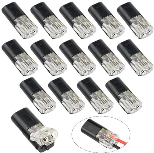 WMYCONGCONG 15 Pcs Wire Connector 2 Pin Low Voltage Universal Compact Wire I Type Connectors No Wire-Stripping Required for 20/22 AWG Cable(I Type)