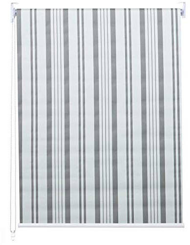 Rollo HWC-D52, Fensterrollo Seitenzugrollo Jalousie, 110x160cm Sonnenschutz Verdunkelung Blickdicht - grau/weiß