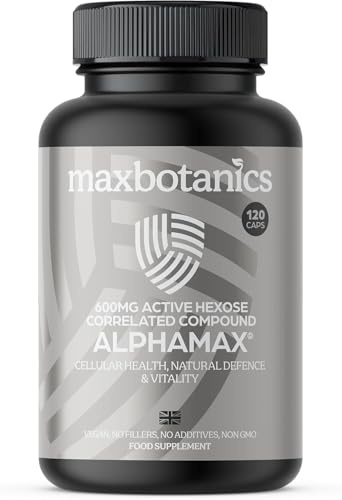 Max Botanics ALPHAMAX® Cellular Health, Natural Defence & Vitatlity Active Hexose Correlated Compound High Strenth AHCC Supplements 600mg Shiitake Mushroom Extract Vegan 120 Capsules UK Made